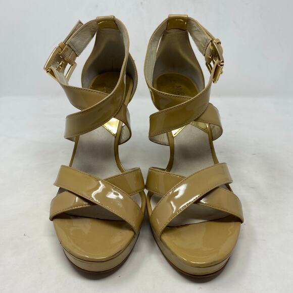 Michael Kors Evie Platform Patent Sandals Heels Womens Size 7 - Picture 3 of 8